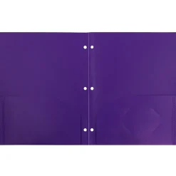 JAM Paper Heavy Duty 3 Hole Punch Two-Pocket Plastic Folders, , 6/Pack (383HHPPUB) Purple Clearance