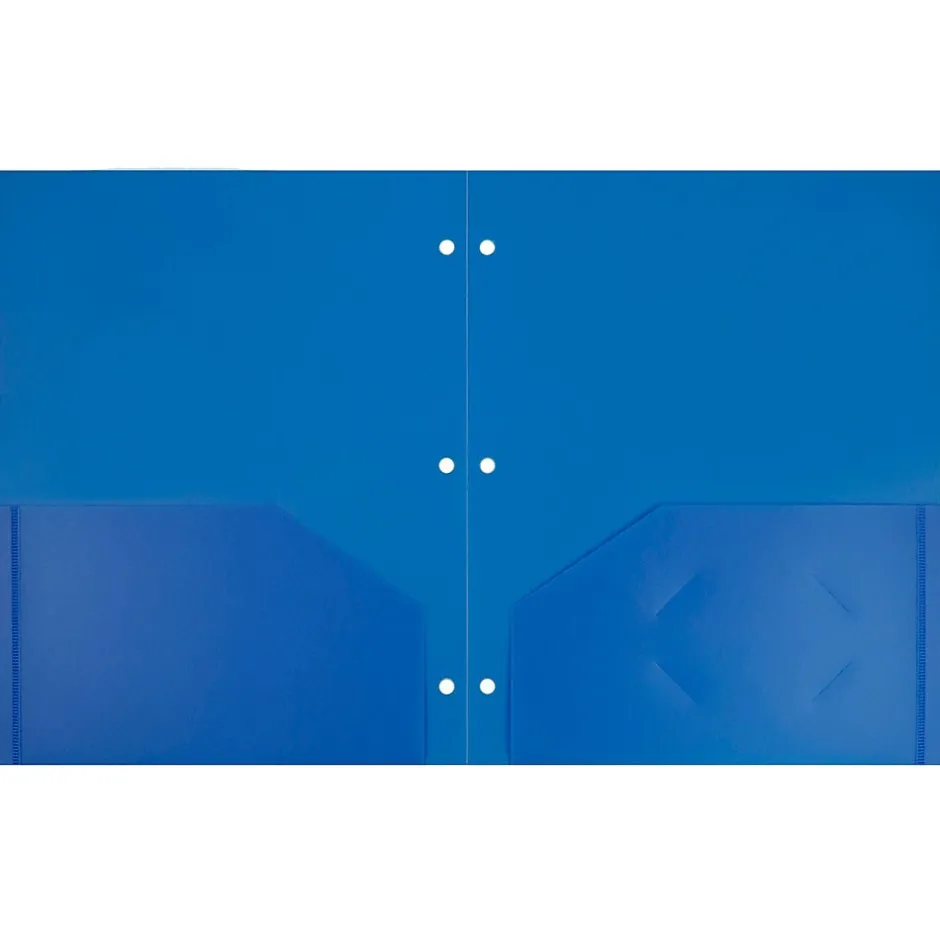 JAM Paper Heavy Duty 3 Hole Punch Two-Pocket Plastic Folders, Blue, 6/Pack (383HPBBUB) Online