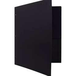 JAM Paper Heavy Duty 3 Hole Punch Two-Pocket Plastic Folders, , 108/Pack (383HHPBUA) Black New