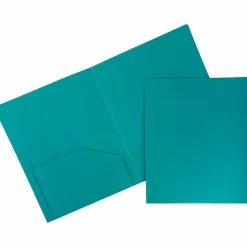 JAM Paper Heavy Duty 2-Pocket Folder, Teal Blue, 6/Pack (383hted) Best