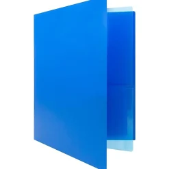 JAM Paper Heavy Duty 4-Pocket Plastic Folder Organizer, Blue, 72/Pack (389MP4bua) New