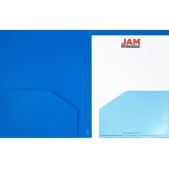 JAM Paper Heavy Duty 4-Pocket Plastic Folder Organizer, Blue, 72/Pack (389MP4bua) New