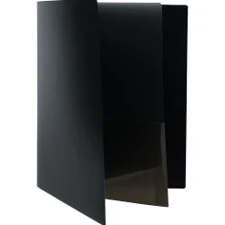 JAM Paper Heavy Duty 4-Pocket Plastic Folders, Black, 2/Pack (389MP4bl) Discount