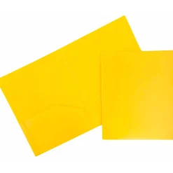 JAM Paper Heavy Duty 2-Pocket Plastic Folders, , 6/Pack (383HYED) Yellow Hot