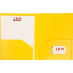 JAM Paper Heavy Duty 2-Pocket Plastic Folders, , 6/Pack (383HYED) Yellow Hot