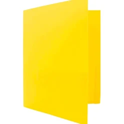 JAM Paper Heavy Duty 2-Pocket Plastic Folders, , 6/Pack (383HYED) Yellow Hot