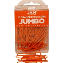 JAM Paper Jumbo Paper Clips, 2" Capacity, , 75 Clips/Pack, 2/Pack (42186871a) Orange Clearance