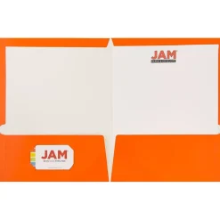 JAM Paper Laminated 2-Pocket Glossy Presentation Folders, , 25/Pack (385GORD) Orange Clearance