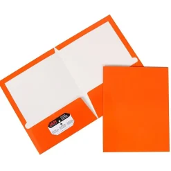 JAM Paper Laminated 2-Pocket Glossy Presentation Folders, , 25/Pack (385GORD) Orange Clearance