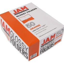 JAM Paper Laminated 2-Pocket Glossy Presentation Folders, , 25/Pack (385GORD) Orange Clearance