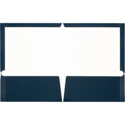 JAM Paper Laminated Two Glossy 2 Pocket Cardstock Presentation Folder, Navy Blue, 50/Box (5042523C) New
