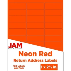 JAM Paper Laser/Inkjet Address Labels, 1" x 2 5/8", , 30 Labels/Sheet, 4 Sheets/Pack (354328230)* Address Labels