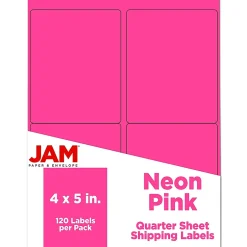 JAM Paper Laser/Inkjet Shipping Labels, 4" x 5", , 4 Labels/Sheet, 30 Sheets/Pack (354329165)* Shipping Labels