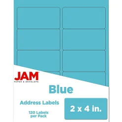 JAM Paper Laser/Inkjet Shipping Address Labels, 2" x 4", , 10 Labels/Sheet, 12 Sheets/Pack (302725768)* Address Labels