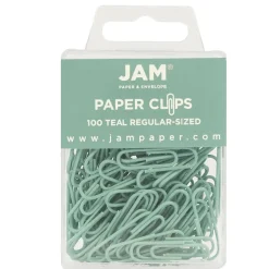 JAM Paper Paper Clips, 1" Capacity, , 100 Clips/Pack, 2/Pack (21832064a) Teal Best