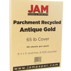 Sale Parchment 65 lb. Cardstock Paper, 8.5" x 11", Antique Gold Yellow, 50 Sheets/Pack (27179) Card Stock