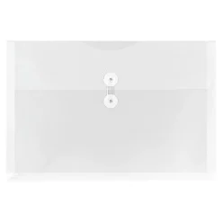JAM Paper Plastic Envelopes with Button and String Tie Closure, Legal Size, Clear, 12/Pack (219B1CL)* Business