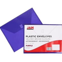 JAM Paper ® Plastic Envelopes with Hook & Loop Closure, Letter Booklet, 9.75 x 13, Purple, 12/Pack (218V0PU)* Business