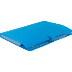 JAM Paper Plastic File Folder with Snap Closure, 5 Pocket, 9"W x 11.5"H, Blue (FF39783BU) Outlet