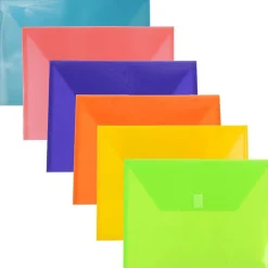 JAM Paper Plastic File Pocket, Letter Size, Assorted, 6/Pack (218V0ASSRT)* Business