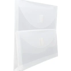 JAM Paper Plastic Multi-Pocket Envelopes with Hook & Loop, 2 Pockets, Letter Booklet, 9.5 x 11.5, Clear, 12/Pack (B35218)* Business