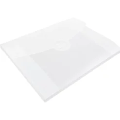 JAM Paper Plastic Portfolio Case with Circular Tuck Flap Closure, Clear Frost, 24/Carton (3788B)