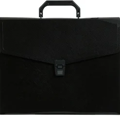 JAM Paper Plastic Portfolio Briefcase with Handles, 12" x 9 1/2" x 1 1/2", Black (334120746)