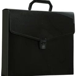 JAM Paper Plastic Portfolio Briefcase with Handles, 12" x 9 1/2" x 1 1/2", Black (334120746)