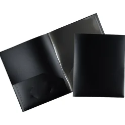 JAM Paper 6-Pocket Heavy Duty Plastic Folders, Black, 2/Pack (389MP6bl) Clearance