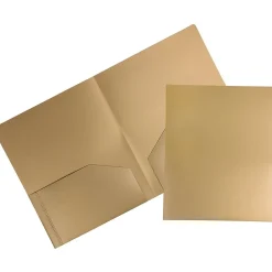 JAM Paper 2-Pocket Heavy Duty Plastic Folders, , 108/Pack (383Hgob) Gold New