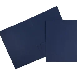 JAM Paper 2-Pocket Textured Linen Business Folders, Navy Blue, 50/Box (386LNAC) Clearance