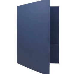 JAM Paper 2-Pocket Textured Linen Business Folders, Navy Blue, 50/Box (386LNAC) Clearance