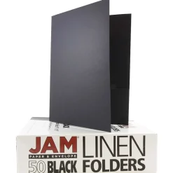 JAM Paper 2-Pocket Textured Linen Business Folders, , 25/Pack (386LBLA) Black Online