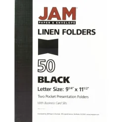 JAM Paper 2-Pocket Textured Linen Business Folders, , 25/Pack (386LBLA) Black Online