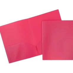 JAM Paper POP 2-Pocket Plastic Folders, Fuchsia Hot Pink, 6/Pack (382Efud) Hot