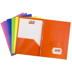 JAM Paper POP 2-Pocket Plastic Folders, Multicolored, Assorted Primary, 12/Pack (382ECBGYPOFUA) New