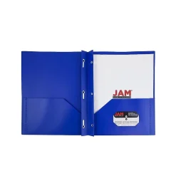 JAM Paper POP 2-Pocket Plastic Folders with Fastener, , 96/Carton (313525335) Deep Blue Outlet