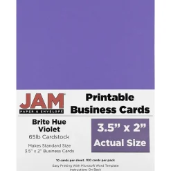 ® Printable Business Cards, 3 1/2 x 2, Violet Purple, 100/Pack (22128337) Business Cards