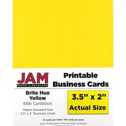 Clearance ® Printable Business Cards, 3 1/2 x 2, Yellow, 100/Pack (22128336) Business Cards