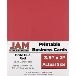 Online ® Printable Business Cards, 3 1/2 x 2, Red, 100/Pack (22128334) Business Cards