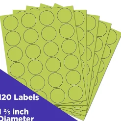 JAM Paper Round Label Seals, 1 2/3" Diameter, , 24 Labels/Sheet, 5 Sheets/Pack (147627049)* Shipping Labels