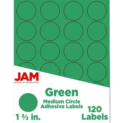 JAM Paper Round Label Sticker Seals, 1 2/3" Diameter, , 24 Labels/Sheet, 5 Sheets/Pack (147627041)* Shipping Labels