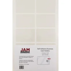 JAM Paper ® Self-Adhesive Business Card Holders, 2 x 3 1/2, Clear, 30 Label Pockets/Pack (6187815065B) Online