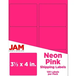 JAM Paper Shipping Labels, 3 1/3" x 4", , 6 Labels/Sheet, 20 Sheets/Pack (354328046)* Shipping Labels
