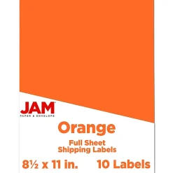 JAM Paper Shipping Labels, 8-1/2" x 11", , 1 Label/Sheet, 10 Labels/Pack (337628612)* Shipping Labels