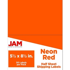 JAM Paper Shipping Labels, Half Page, 5 1/2" x 8 1/2", , 2 Labels/Sheet, 25 Sheets/Pack (359429625)* Shipping Labels