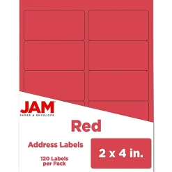 JAM Paper Shipping Labels, 2" x 4", , 10 Labels/Sheet, 12 Sheets/Pack (4514940)* Shipping Labels