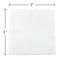 Napkins<JAM Paper Small Beverage Napkins, 2-Ply, White, 600/Box (5255620731b)