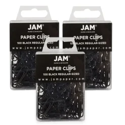 JAM Paper Small Paper Clips, , 3 Packs of 100 (2183750B) Black Clearance