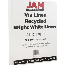 Sale ® Strathmore 24lb Paper, 8.5 x 11, Bright White Linen, 100 Sheets/Pack (143920) Resume Paper